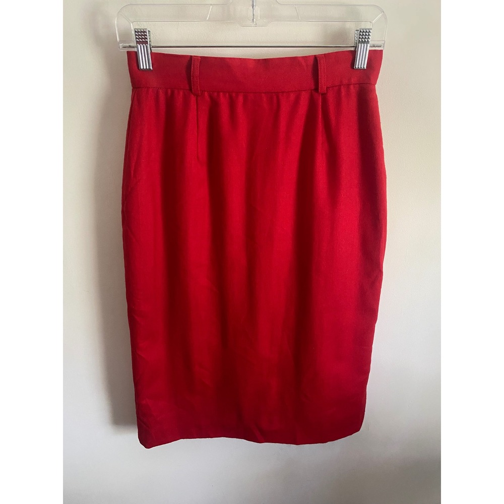 JH Collectibles Red Wool Pencil Skirt Vintage High Waisted Midi Size 6‎